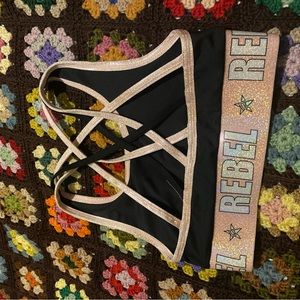 Rose gold and black, rebel, athletic bra